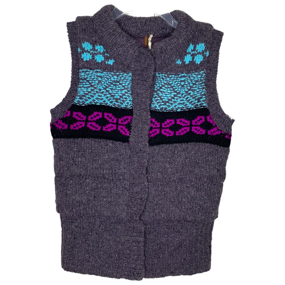 Free People Fair Isle Knit Woven Vest Jumper Sweater Cottage Core Cabin Small